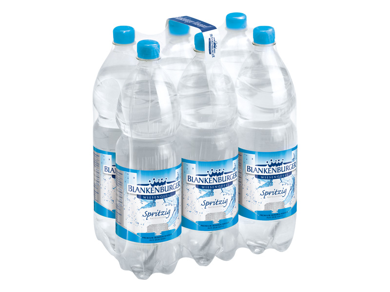 Sixpack mit Blankenburger Mineralwasser spritzig 1l PET Flaschen