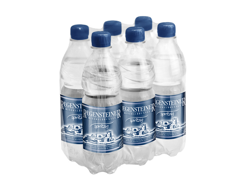 Sixpack mit Regensteiner Mineralwasser spritzig 500ml PET Flaschen